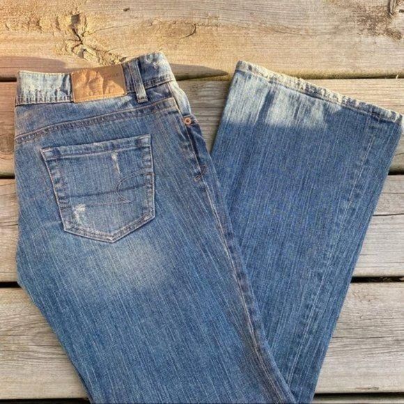 Vtg 90s American Eagle Jeans Super Low Rise Bootcut Distressed Sz 4P Hong Kong - Picture 14 of 14